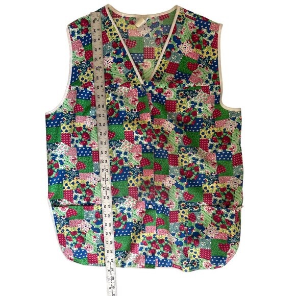 Vintage Carole Patchwork Floral Snap Front Vest Bright Colors, Size Medium - Picture 7 of 8